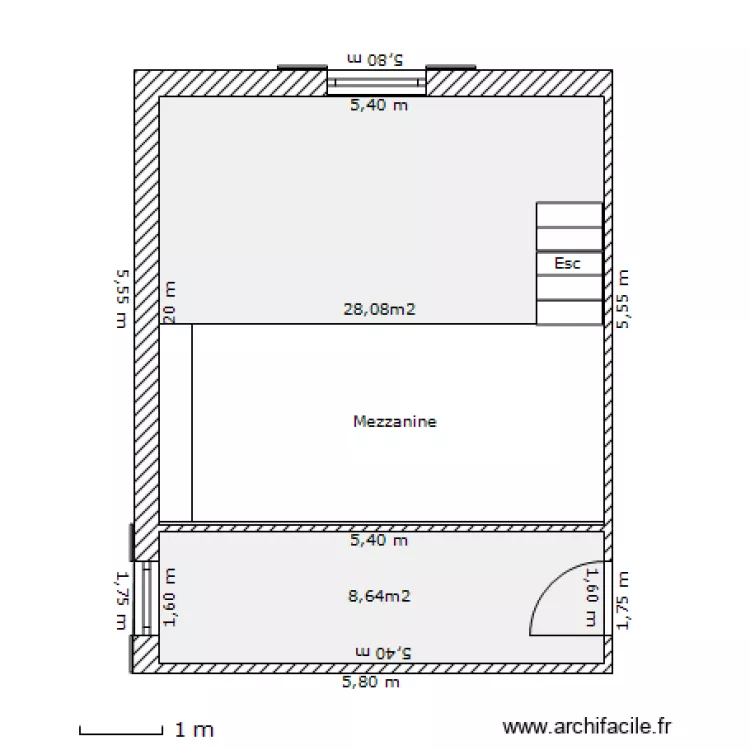 Apt-46 mezzanine. Plan de 