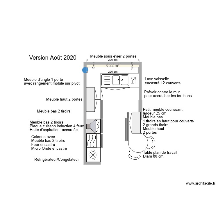 Cuisine. Plan de 0 pièce et 0 m2