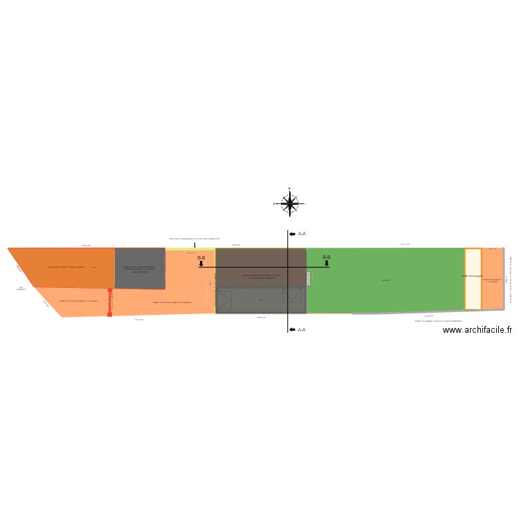 plan de masse avec le projet. Plan de 3 pièces et 157 m2