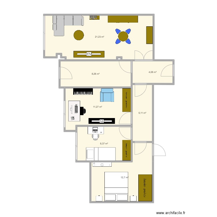 Salon_5C_1. Plan de 7 pièces et 71 m2