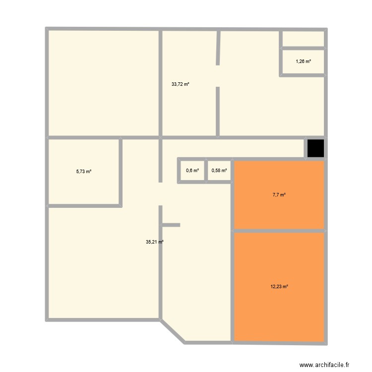 labo actuel. Plan de 9 pièces et 97 m2