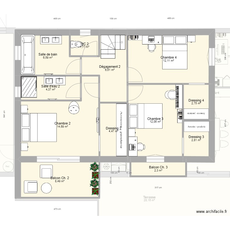 Elbe v1. Plan de 22 pièces et 228 m2