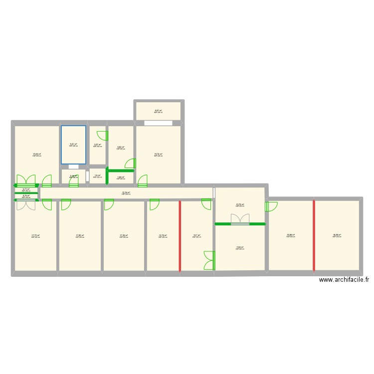 Invest 10 appt - Romeu inicial. Plan de 21 pièces et 215 m2