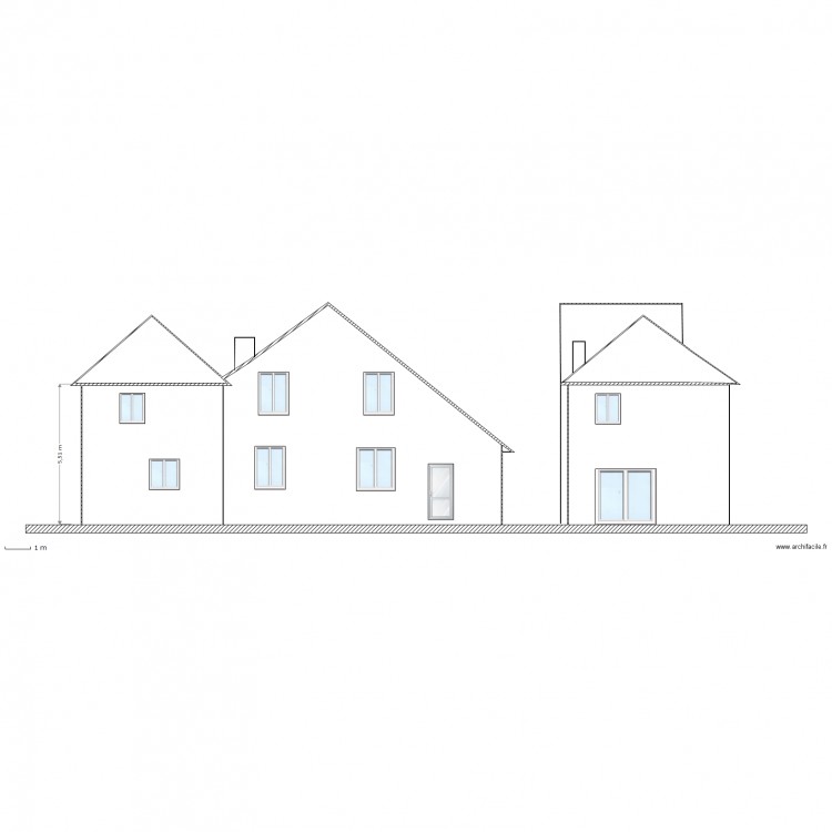 façade   cote ouest. Plan de 0 pièce et 0 m2