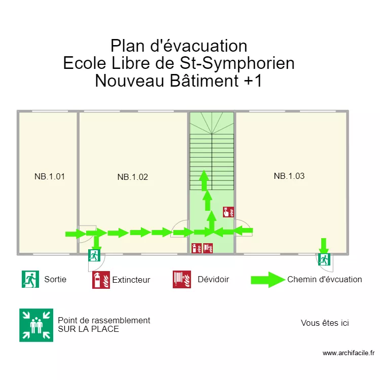 St Symphorien nouveau b&acirc;timent &eacute;tage. Plan de 