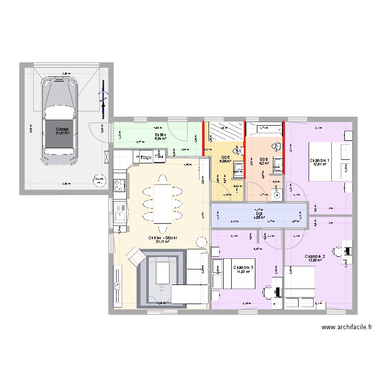 Con garaje. Plan de 9 pièces et 112 m2