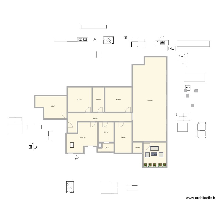 PSJ Atc option 1. Plan de 12 pièces et 109 m2