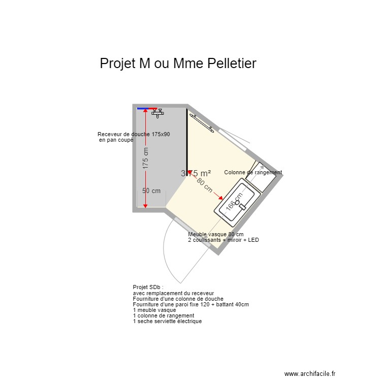 SDB PELLETIER. Plan de 0 pièce et 0 m2