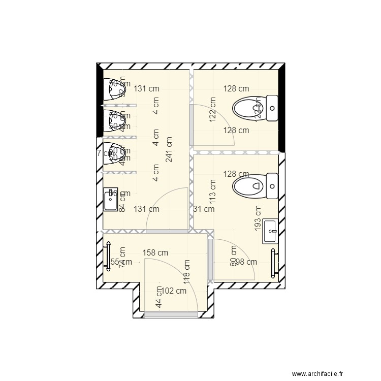 CDS SANITAIRES. Plan de 4 pièces et 9 m2