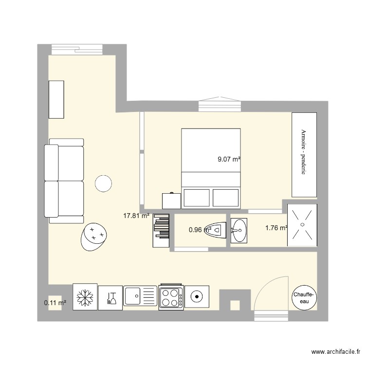 CHAMBRE 9M2. Plan de 0 pièce et 0 m2