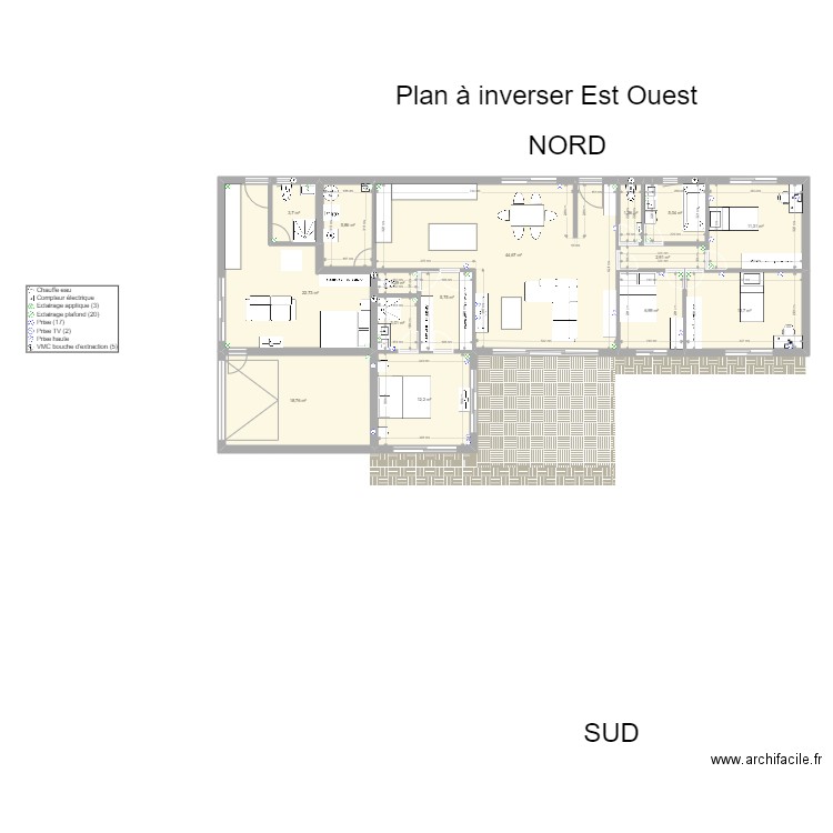 Maison chevroux L G+D. Plan de 15 pièces et 159 m2