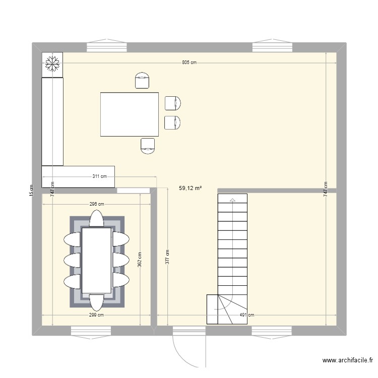 OULLINS 2. Plan de 1 pièce et 59 m2