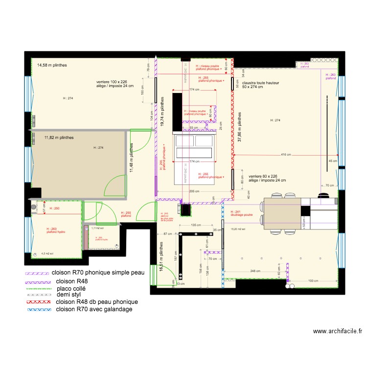 plan cloisons. Plan de 0 pièce et 0 m2