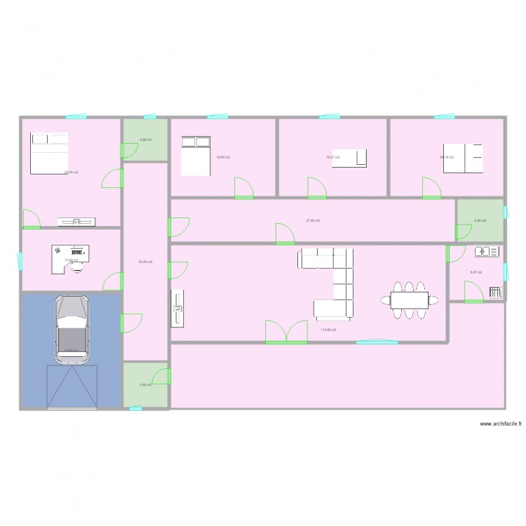 projet de construition de maison base. Plan de 13 pièces et 305 m2