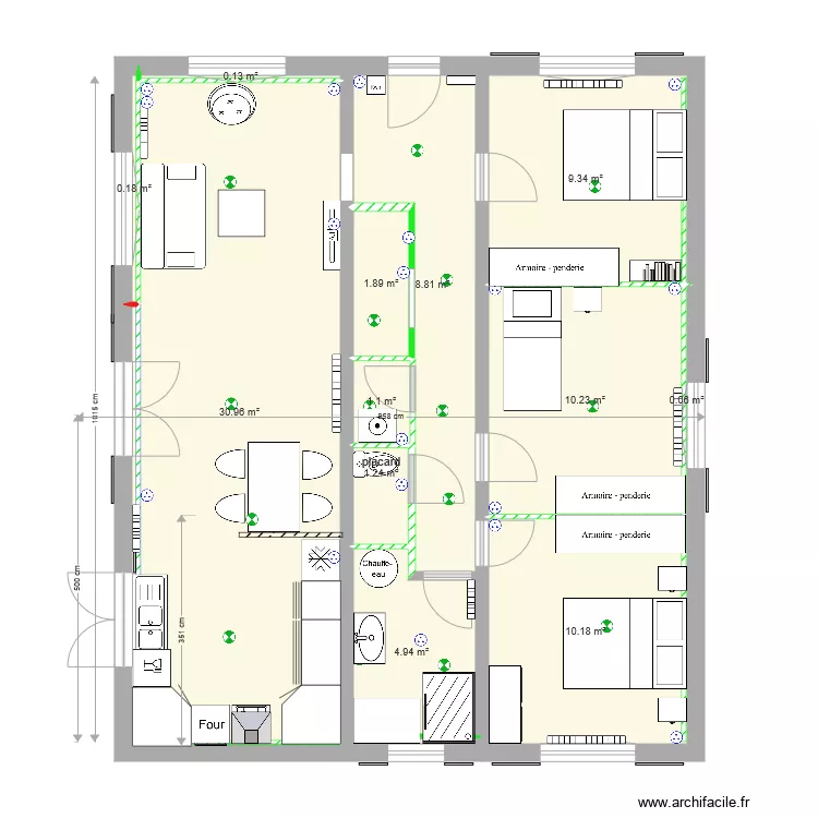 appart arlacbaignoire et petite douche cuisinefenetres. Plan de 