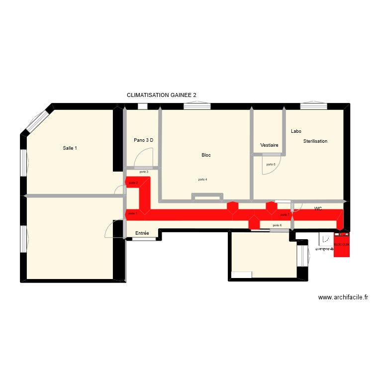 CLIMATISATION GAINEE 3. Plan de 15 pièces et 73 m2