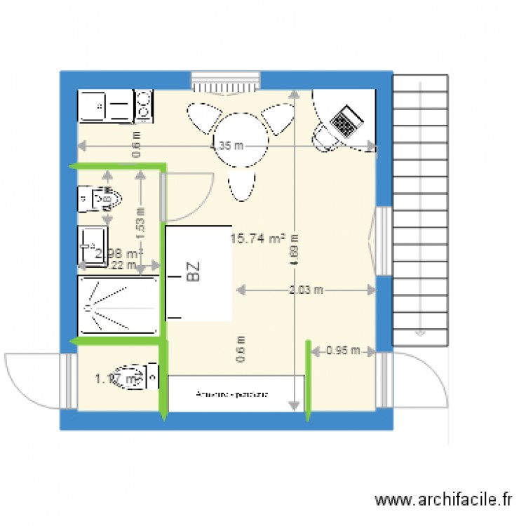 STUDIO JOUR 1. Plan de 0 pièce et 0 m2