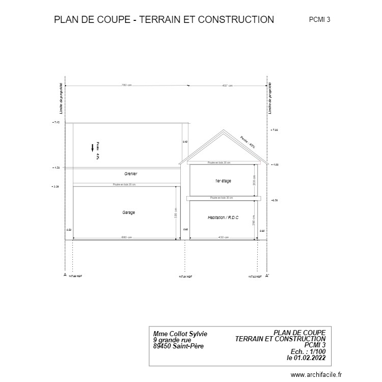 9PCMI 3 plan de coupe. Plan de 0 pièce et 0 m2