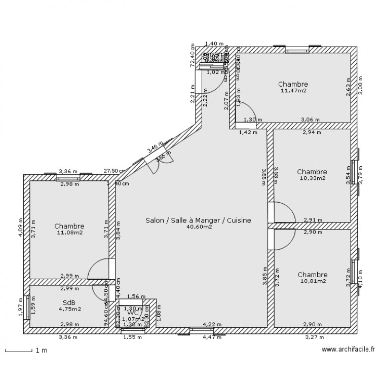 Maison L papa. Plan de 0 pièce et 0 m2
