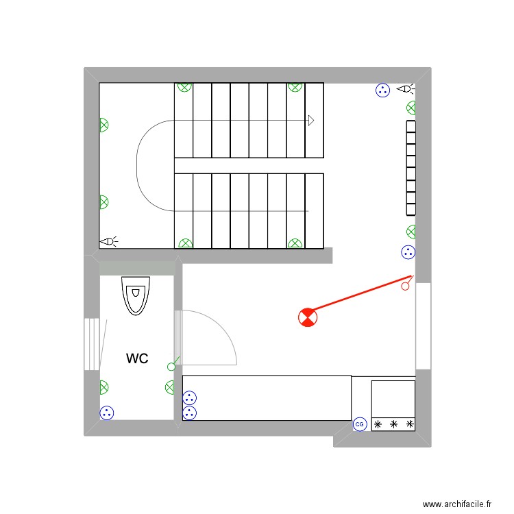 ENTRÉE NIVEAU TERRASSE ÉLECTRICITÉ. Plan de 2 pièces et 18 m2