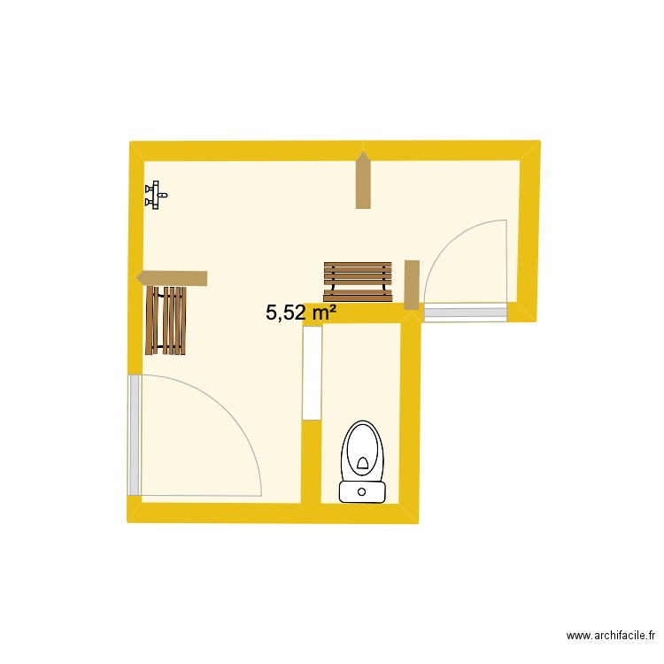 Wc ext. Plan de 1 pièce et 6 m2