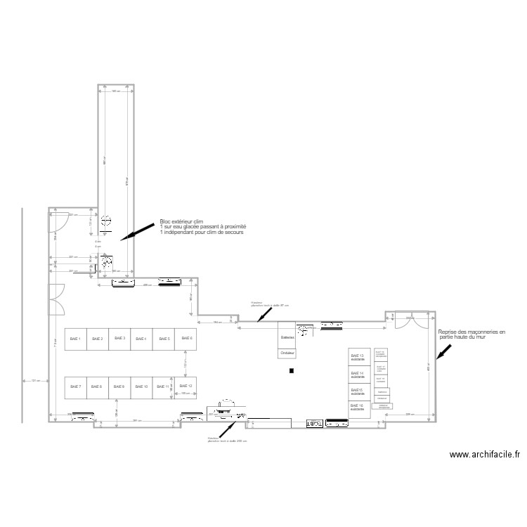 local informatique Forum des Halles Projet . Plan de 2 pièces et 119 m2