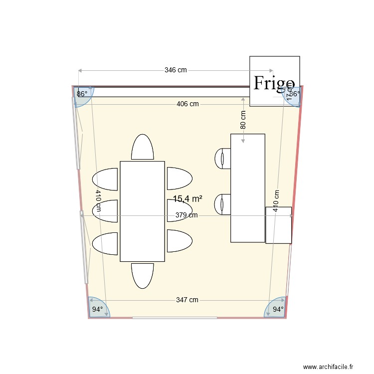 cuisine Montpellier V3. Plan de 1 pièce et 15 m2