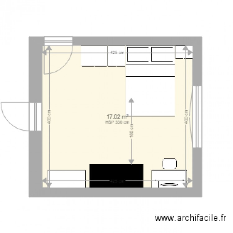 chambre a coucher. Plan de 1 pièce et 17 m2