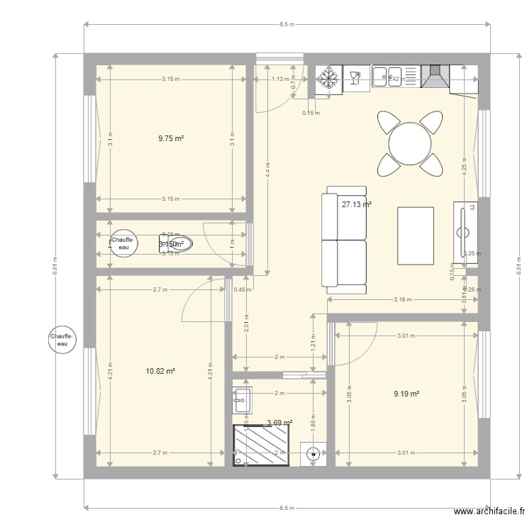 Maison Route de Fretrand 11 02 2022. Plan de 6 pièces et 64 m2