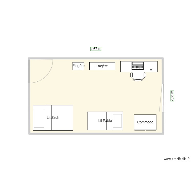 Chambre. Plan de 0 pièce et 0 m2