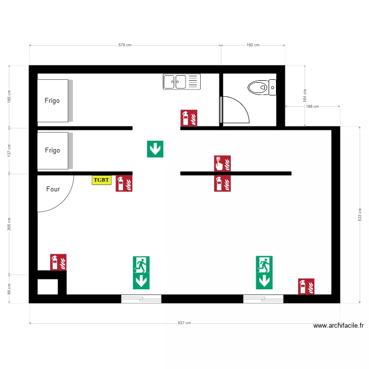 Boulangerie KBU. Plan de 