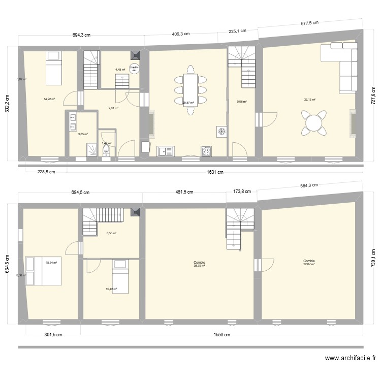 Grandjean 4RM_01. Plan de 15 pièces et 211 m2