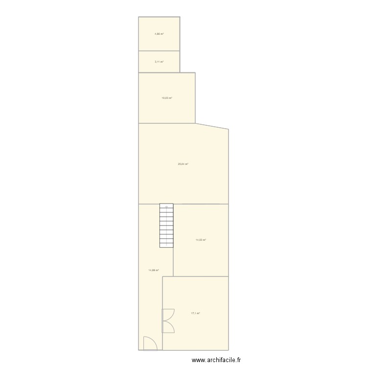 rdc. Plan de 7 pièces et 89 m2