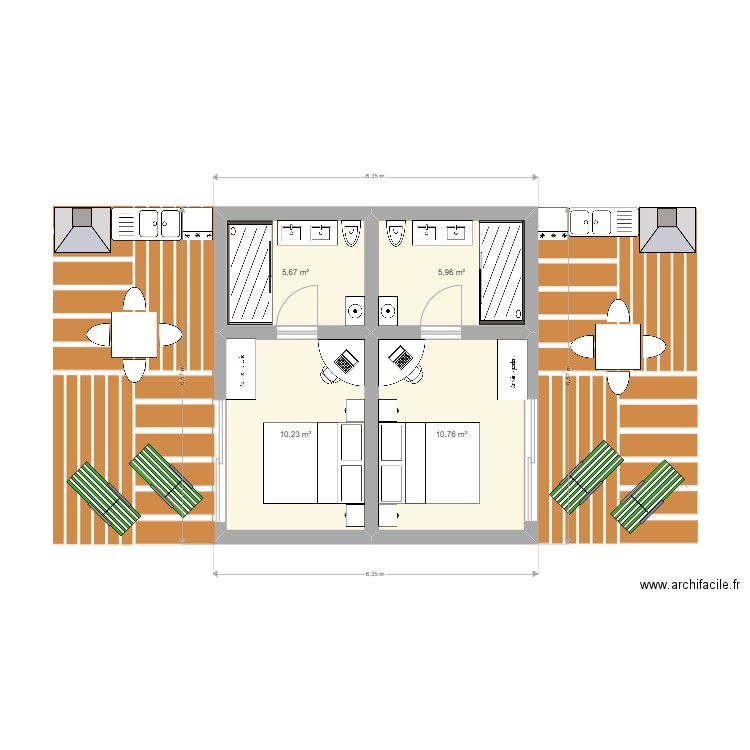 Condo Coco. Plan de 4 pièces et 33 m2