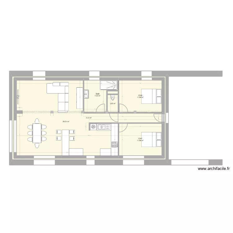 mayres-v3. Plan de 7 pièces et 204 m²