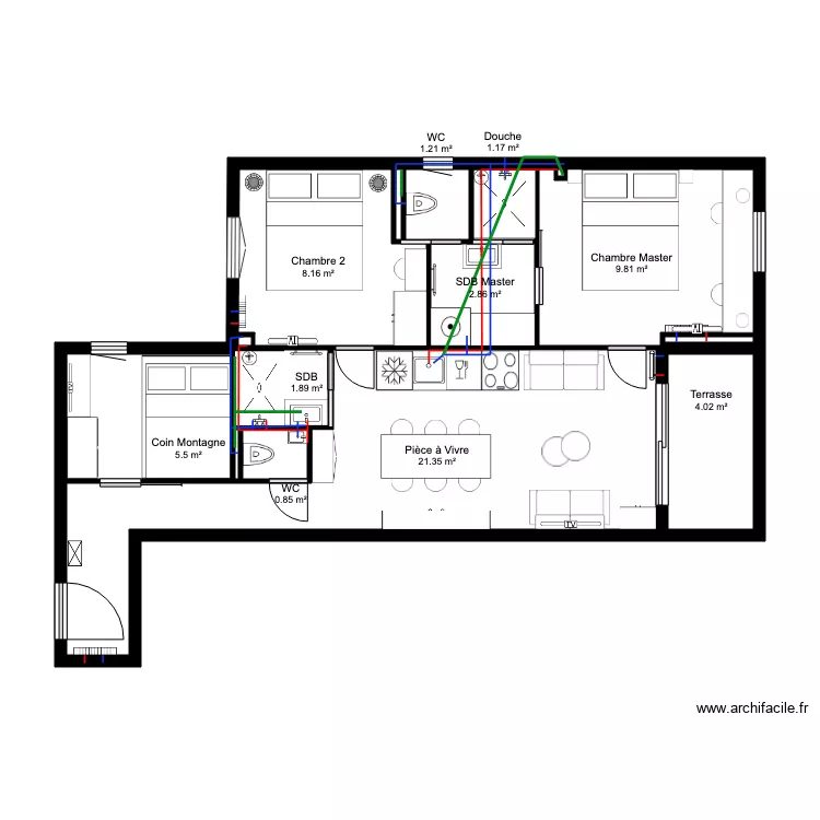 VAE monnoye am&eacute;nagement plombier. Plan de 