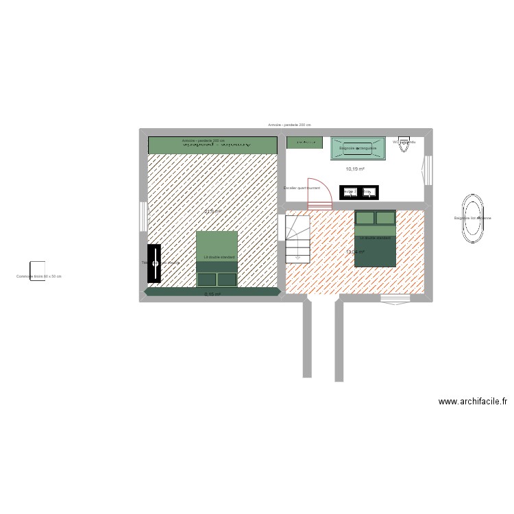 boris 1etage. Plan de 4 pièces et 45 m2