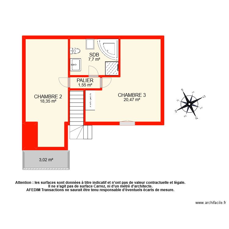 BI10452 EF. Plan de 7 pièces et 54 m2