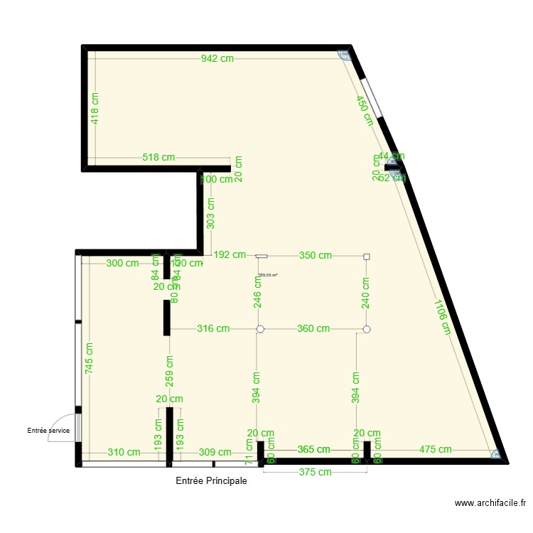 Bagatelle V1. Plan de 1 pièce et 170 m2