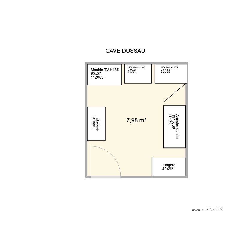 Cave 2. Plan de 1 pièce et 8 m2