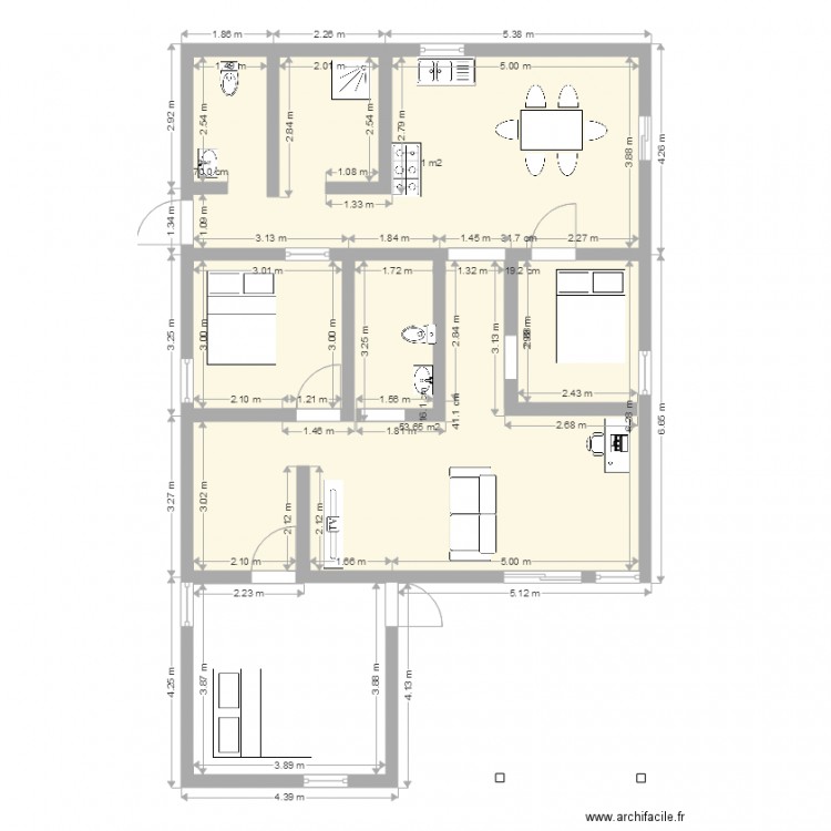 Maison MTR 54m2. Plan de 0 pièce et 0 m2