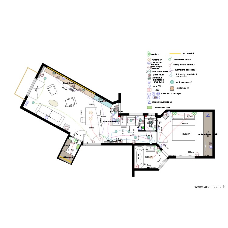 Plan projet électrique appartement Pêcheux 15 09 18. Plan de 0 pièce et 0 m2