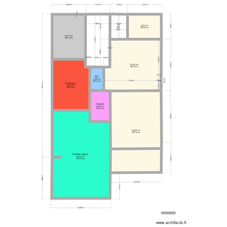 cix. Plan de 8 pièces et 78 m2