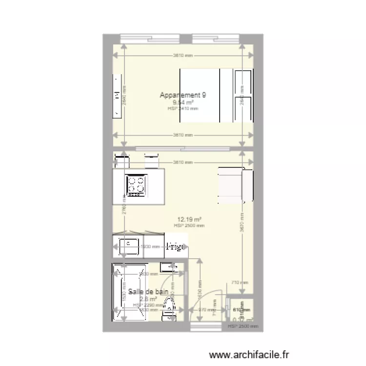 Appartement 9 mm. Plan de 