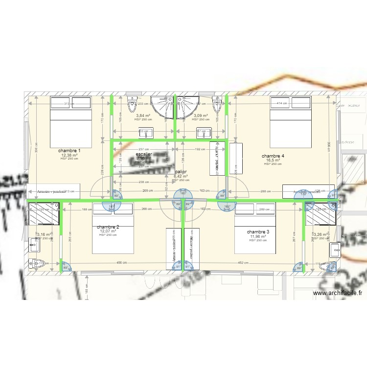 projet 1 janvier2022. Plan de 13 pièces et 177 m2