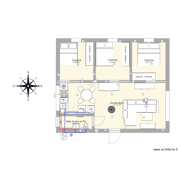 Porch MAZ 8 Chambre Ouest. Plan de 7 pièces et 111 m2