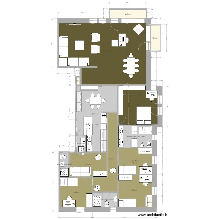 Diagonal 672 Zone jour v3. Plan de 0 pièce et 0 m2