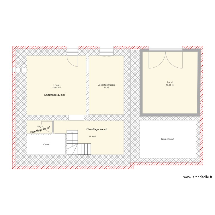 Cave Monteiller corrigé. Plan de 8 pièces et 192 m2