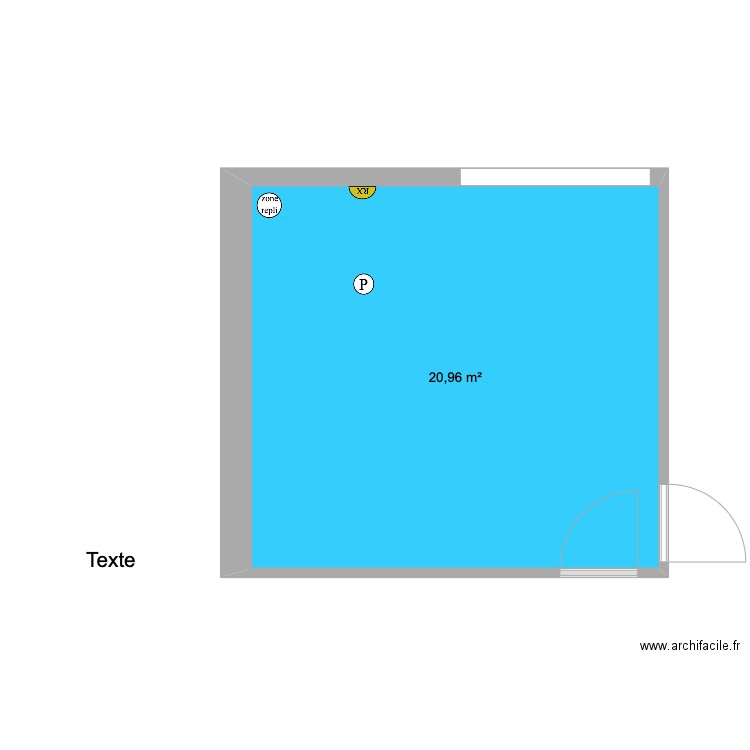 soins 1 quatennens. Plan de 1 pièce et 21 m2