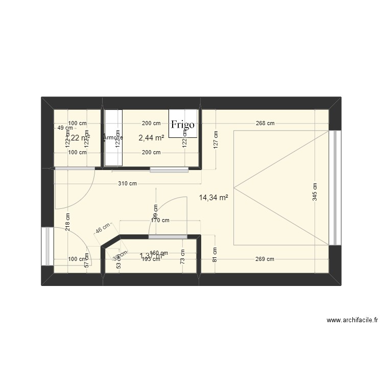 garage 7. Plan de 4 pièces et 19 m2